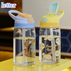 Taza flexible de agua para niños, recipiente creativo de dibujos animados para alimentación de bebé, botella de agua a prueba de fugas, Pajita portátil para exteriores