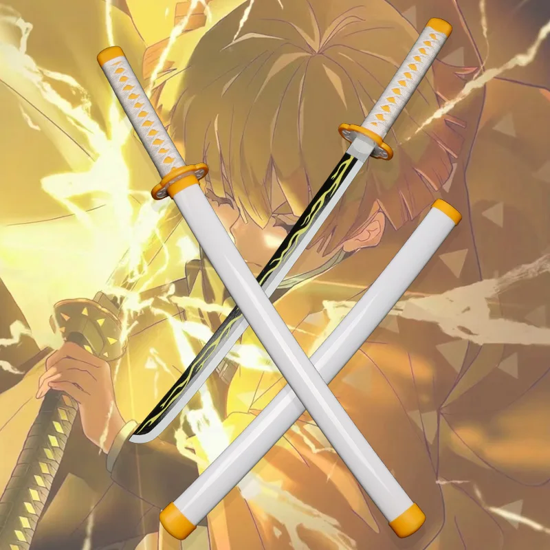 80CM Demon Slayer Samurai Kyoujurou Wooden Toy Sword Tengen Anime Character Props Gift 4