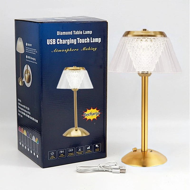 Nordic Crystal Lamp USB Table Lamps Bedroom Touch Dimming