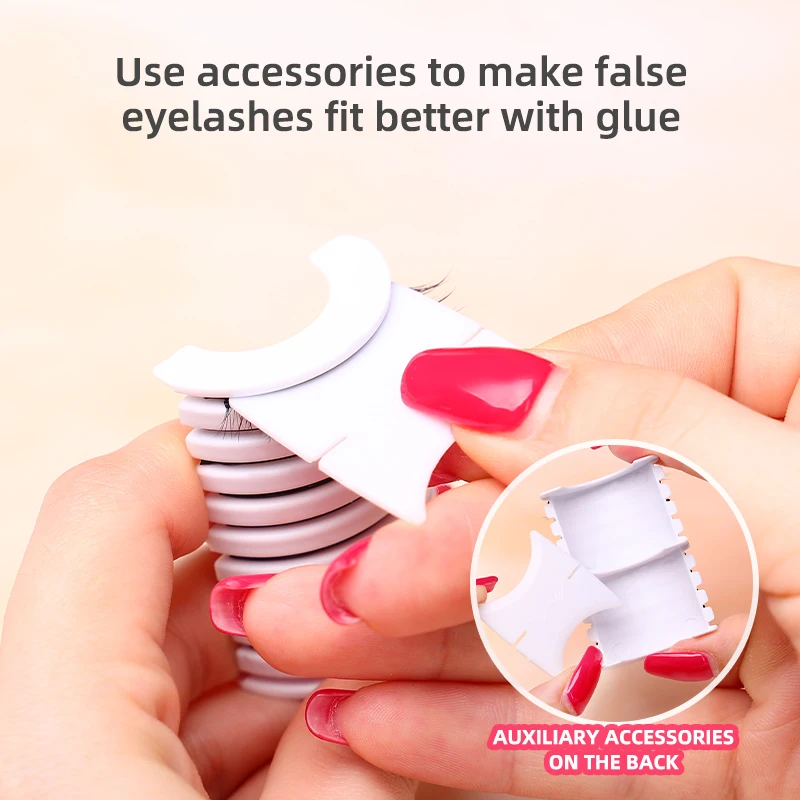 10 Pieces Glueless Fake Eyelashes Self Adhesive Strip Line Waterproof Reusable 40mm with Operation Board