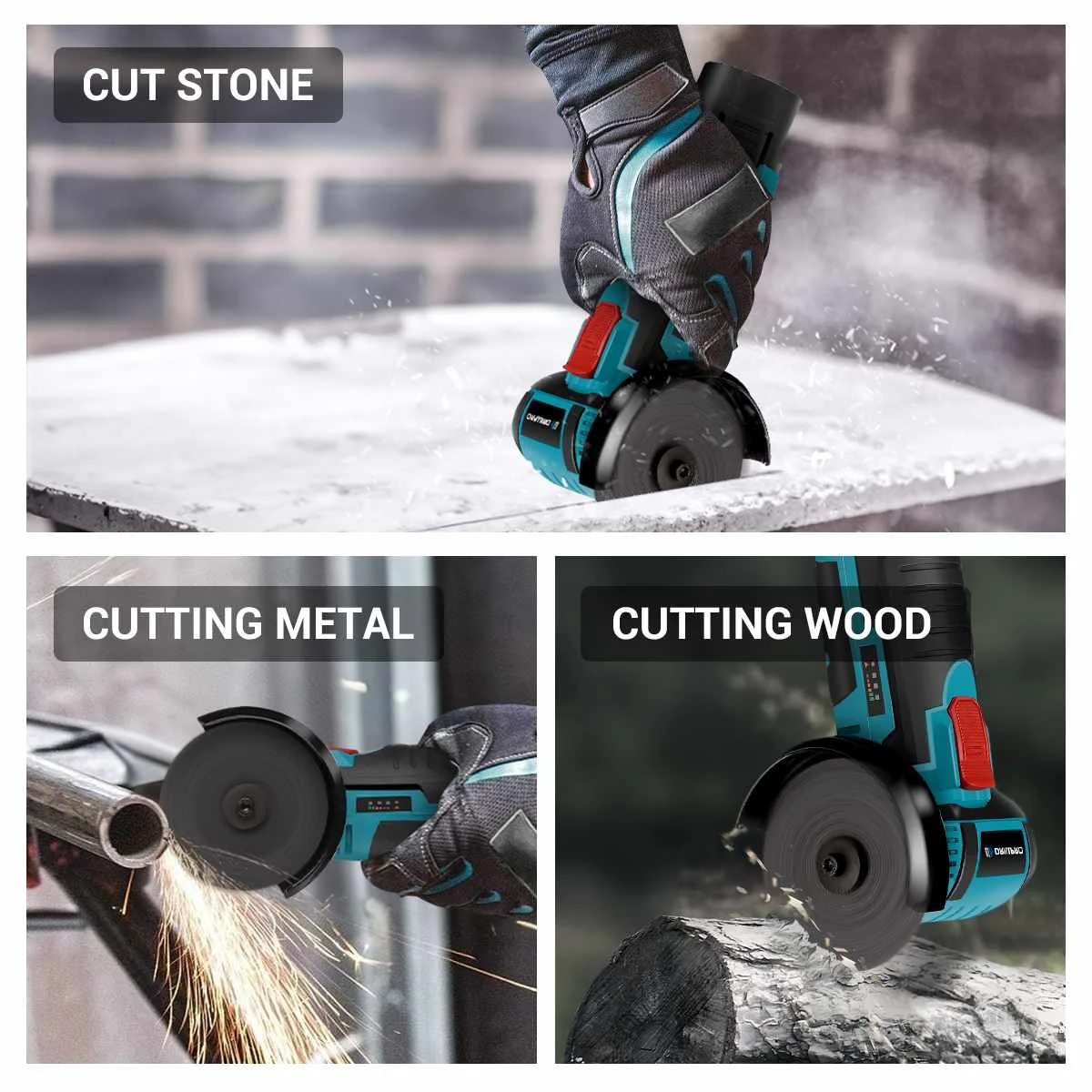 Drillpro 12V /18V Brushless Angle Grinder 75MM 19500rpm Electric Polishing Grinding Mini Cordless Diamond Cutting Disc Grinder 5