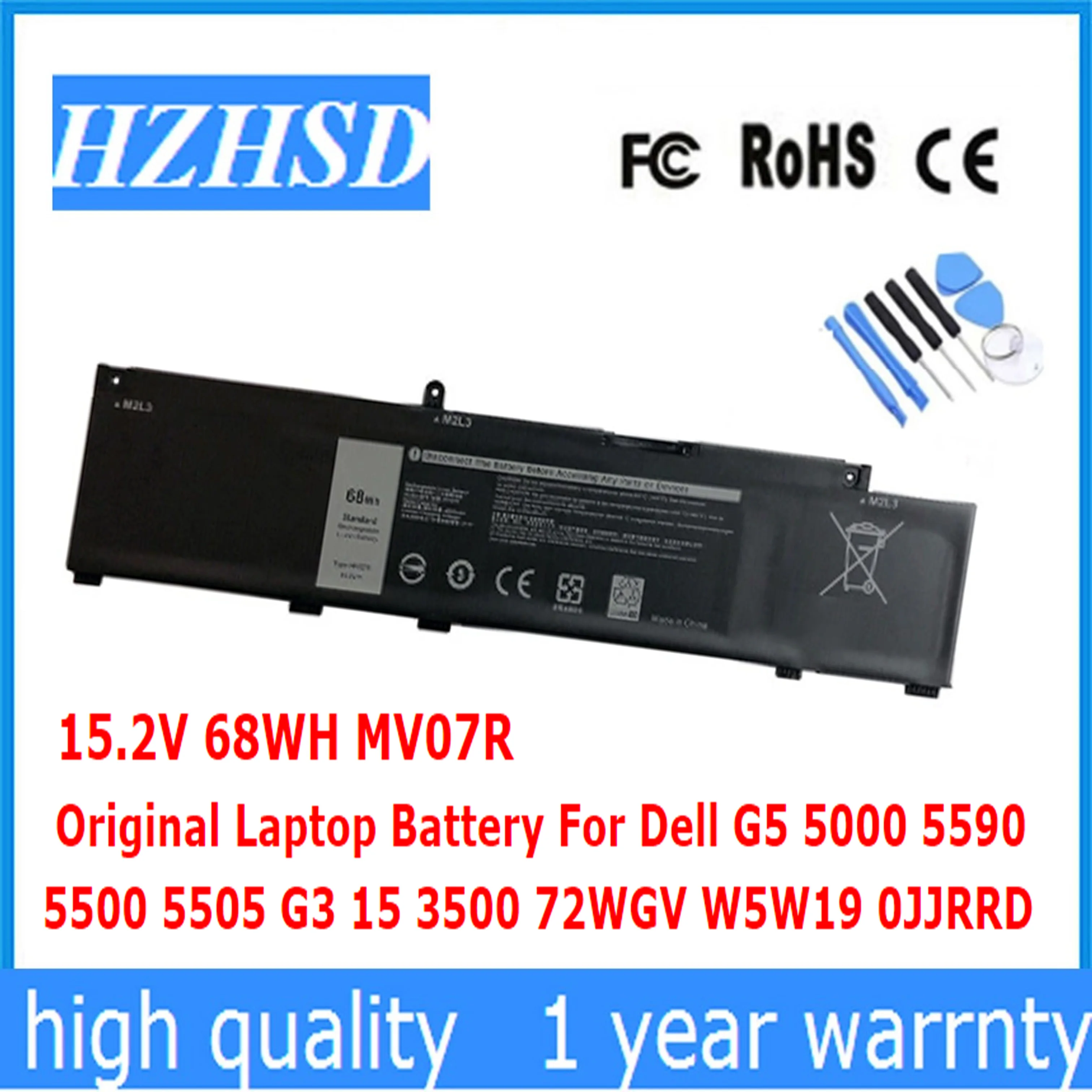 

15.2V 68WH MV07R Original Laptop Battery For Dell G5 5000 5590 5500 5505 G3 15 3500 72WGV W5W19 0JJRRD