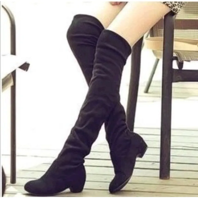 Women's High Boots Shoes Fashion Women Over The Knee Boots New Autumn Winter Flock Botas Feminina Thigh High Ladies