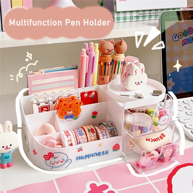 Multi-purpose Pen Holder 3 Compartments With Sliding Drawer For Desk  Makeups Organizer Skincares Storage Holder For Kids - Pencil Bags -  AliExpress