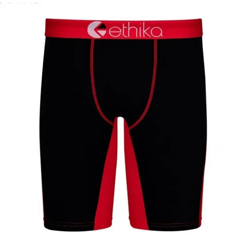 ETHIKA Mens Underwear Solid Color 100% Cotton Breathable Underware Casual Men Boxer Briefs Shorts Sweatpants Black Plus Size