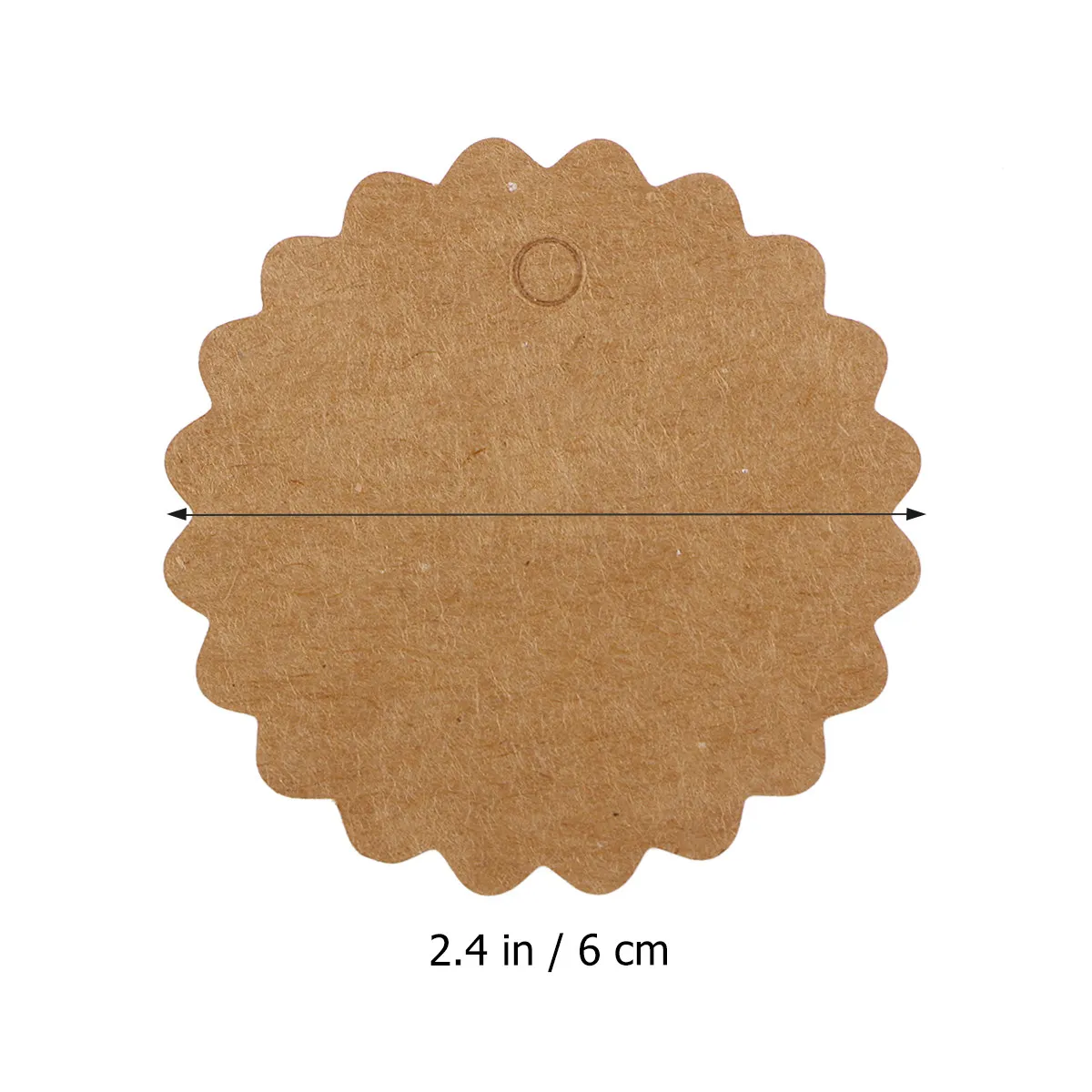 100Pcs 갈색 공예 종이 라운드 물결 모양의 태그 60Mm 빈 DIY 종이 태그 선물용 웨딩 수하물 가격 라벨 선물 태그
