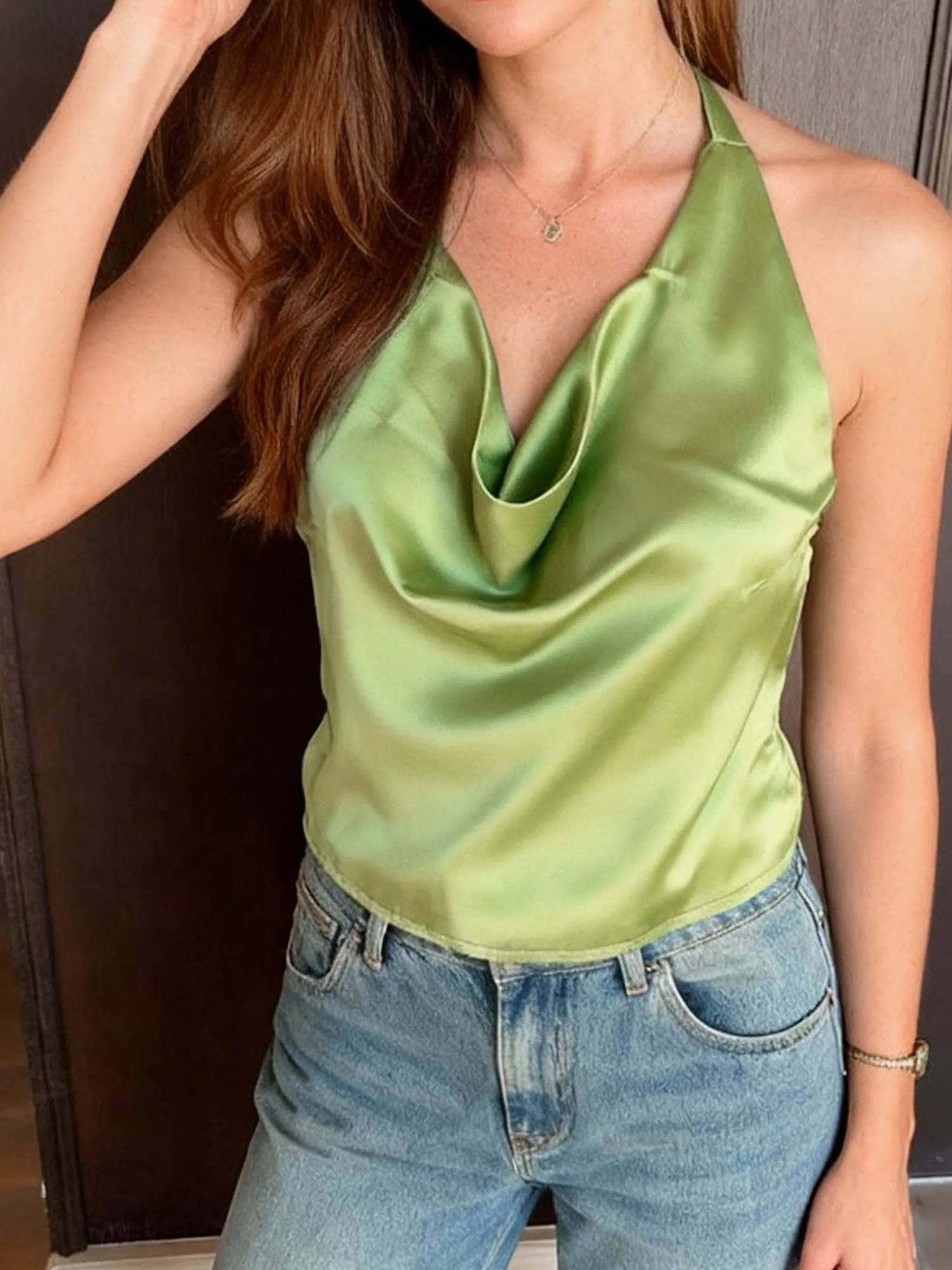 Elegant V-Neck Lace Camisole Sleeveless  Fit Tank Tops Summer Shirts for Women with Open Back Detail