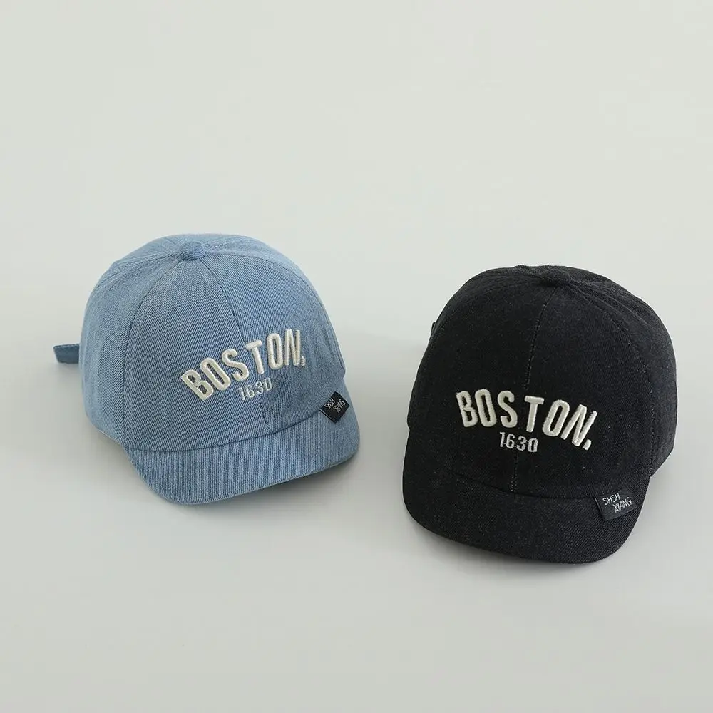 Casual Blue Denim Cap Short Brim Hip Hop Letter Baseball Cap 1-3Y Dome Baby Visor Hat Boys Girls