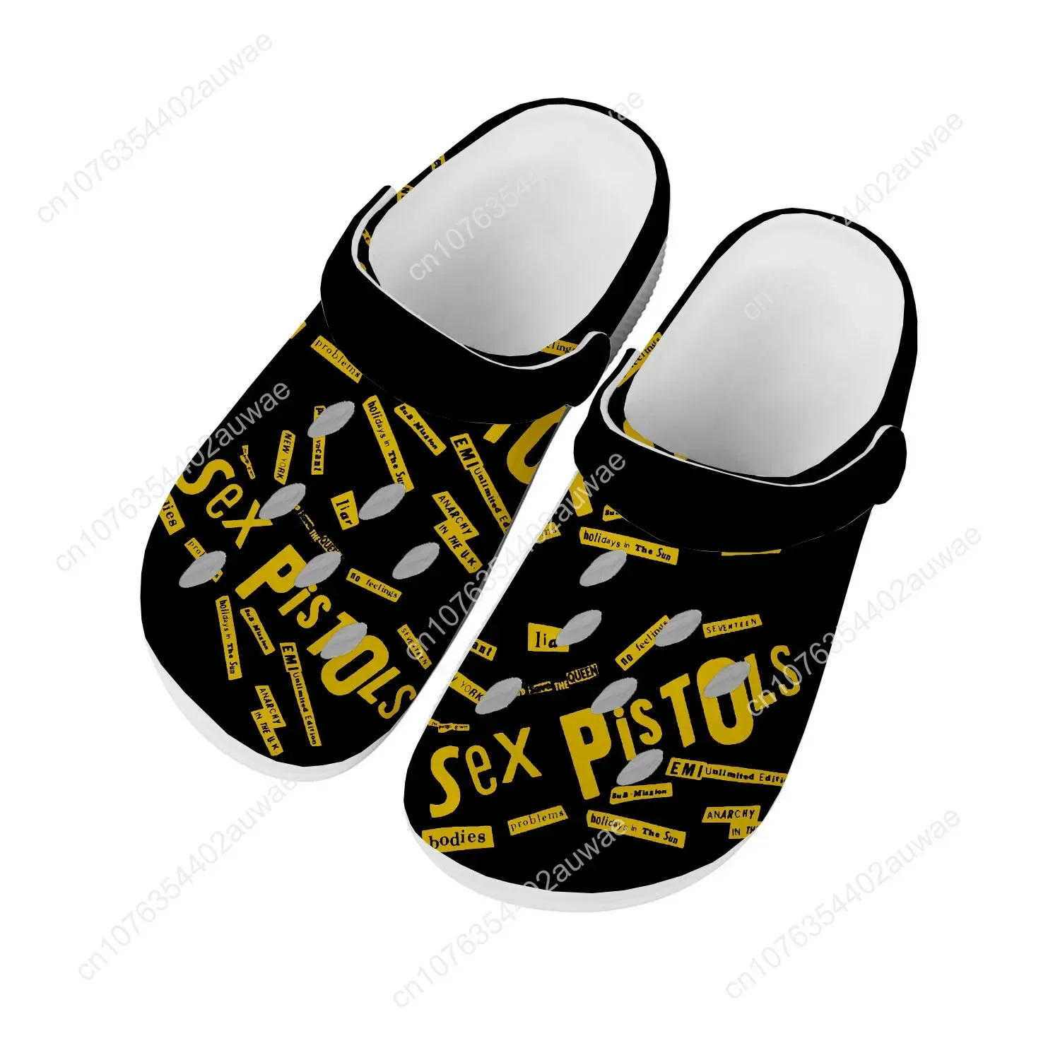 

Пистолеты для взрослых, домашняя обувь в стиле панк-рок, сандалии для мужчин и женщин, молодежные, для мальчиков и девочек, обувь для сада, пляжные тапочки с дырками на заказ, белые
