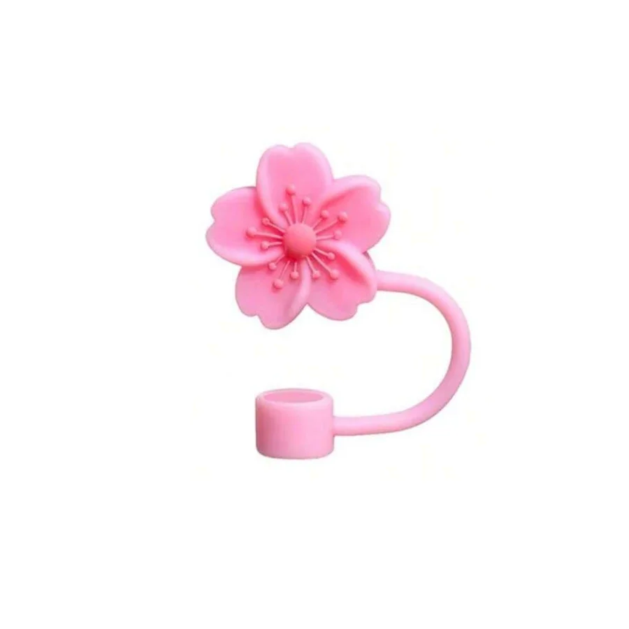 Begonia Flower Reusable Silicone Straw Topper - Dust-Proof Cap