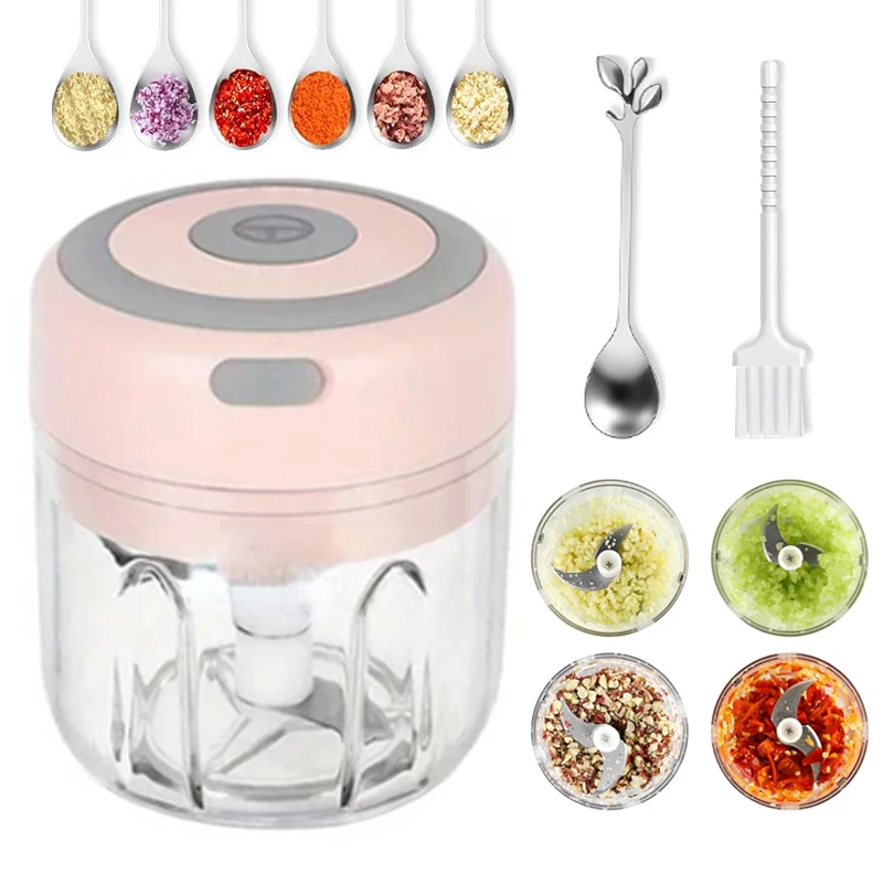 Compact Wireless Electric Vegetable Chopper - 250ML Mini Garlic & Herb Mincer