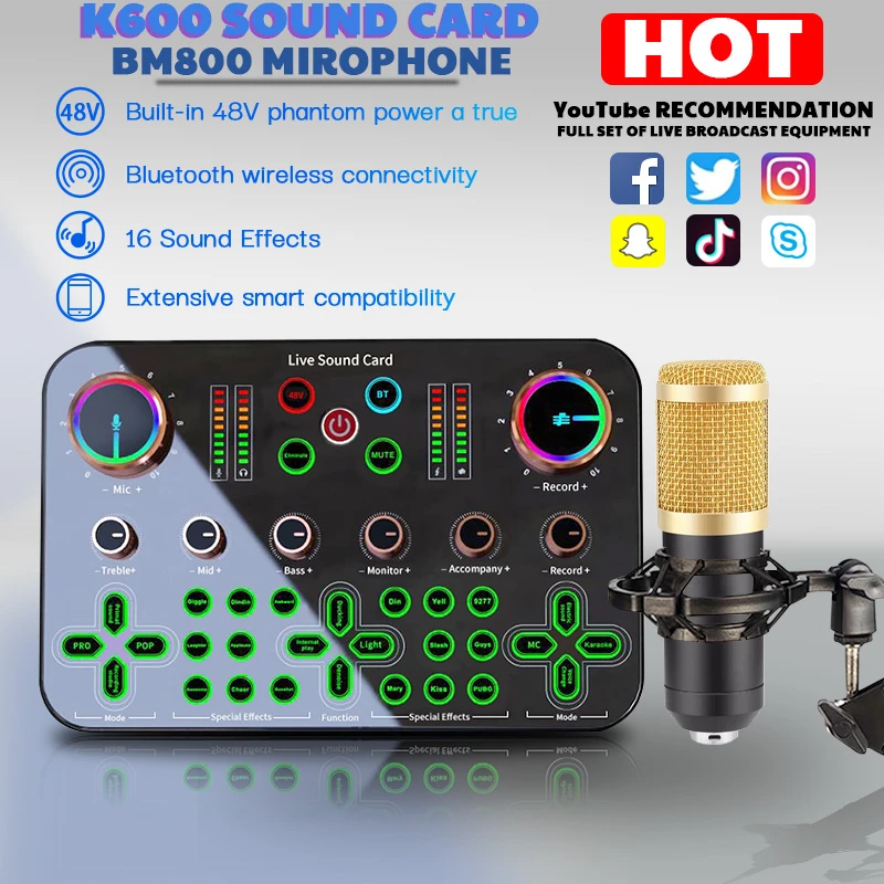Набор микрофонов K600 с функцией фантомного питания, 48 В