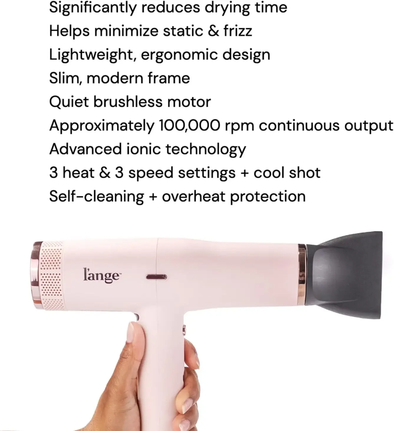 HAIR Le Styliste Luxury Hair Dryer Quiet Brushless Blow Dryer with Diffuser 1875 Watts for 4X Faster Drying Hairdry