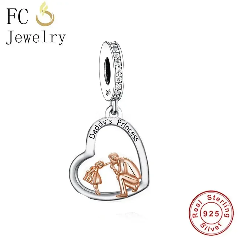 FC Jewelry Fit Original Pan Charm Bracelet 925 Sterling Silver Dad I Love You To The Moon and Back Bead For Making Berloque 4