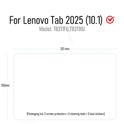 Premium Tempered Glass Screen Protector for 10.1 Tablets - 2 Pack, Clear HD Film, 9H Hardness (2P - Len Tab 2025 10.1)