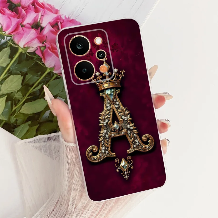 Retro Initial Letters Silicone Phone Case - Soft Protective Cover