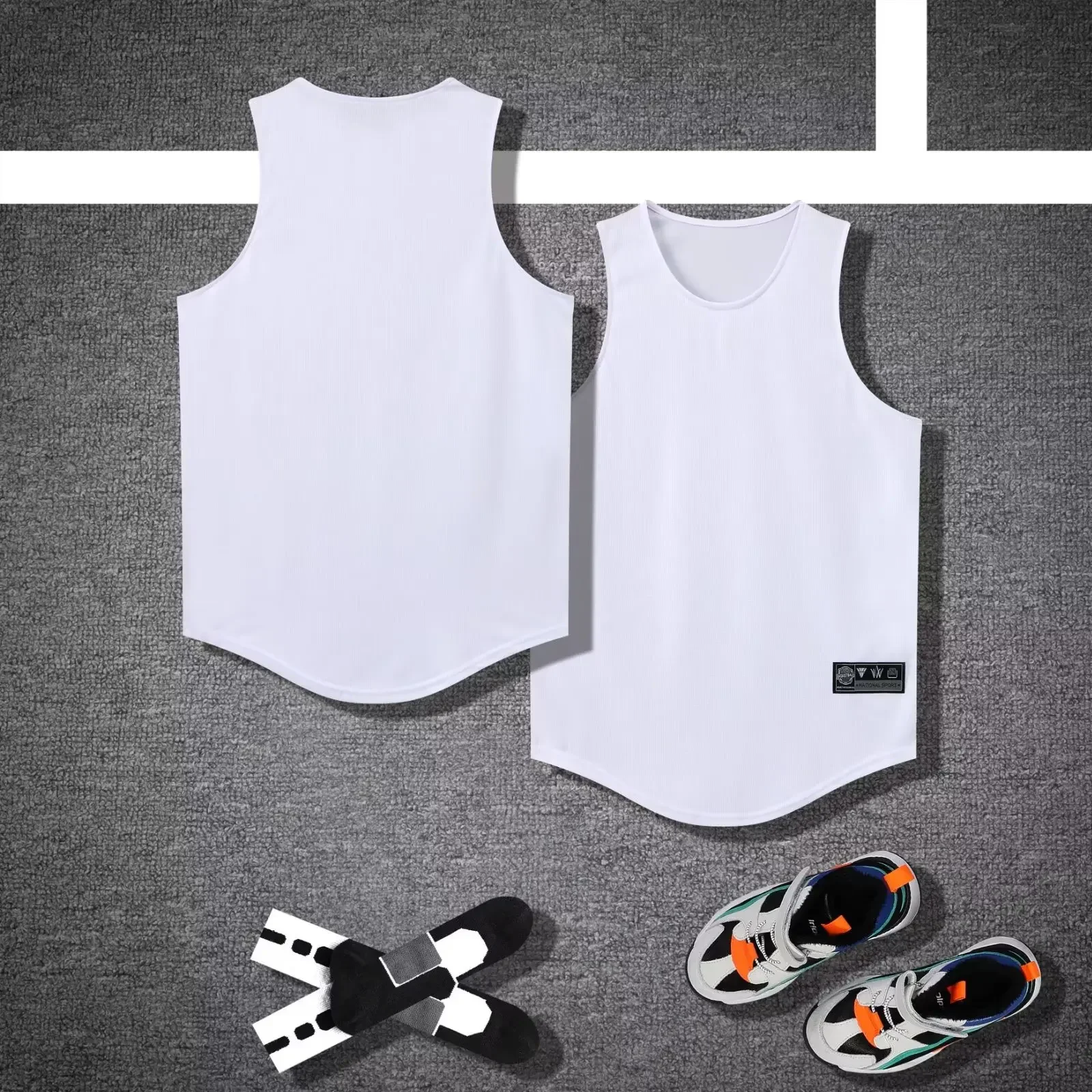 Trendy Brand Men's Basketball Jersey Single Top Printed Summer Fitness Basketball Sleeveless Quick Dry Sports Vest