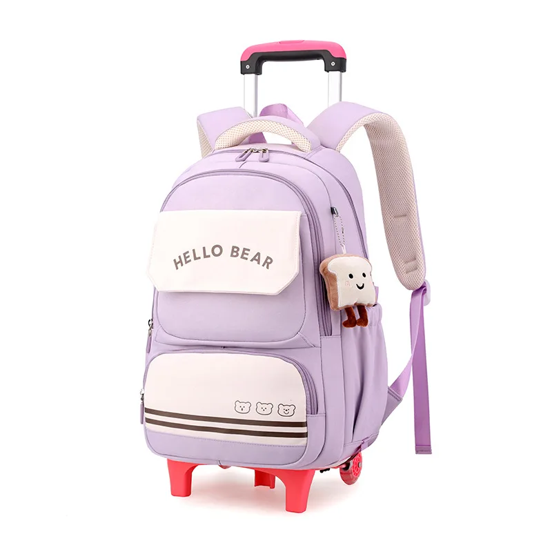 Rolling School Bags for Girls Backpack Children Waterproof School Backpacks with Wheels Middle School Trolley Luggage Back Pack 6