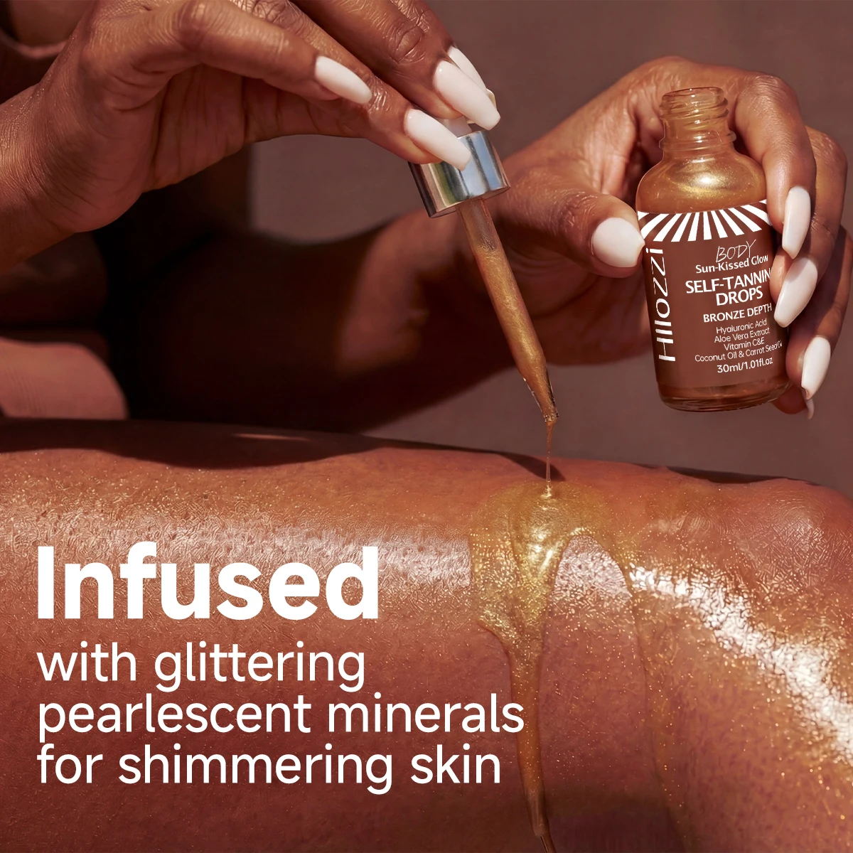 Radiant Glow Self-Tanning Drops with Pearlescent Minerals - Suitable
