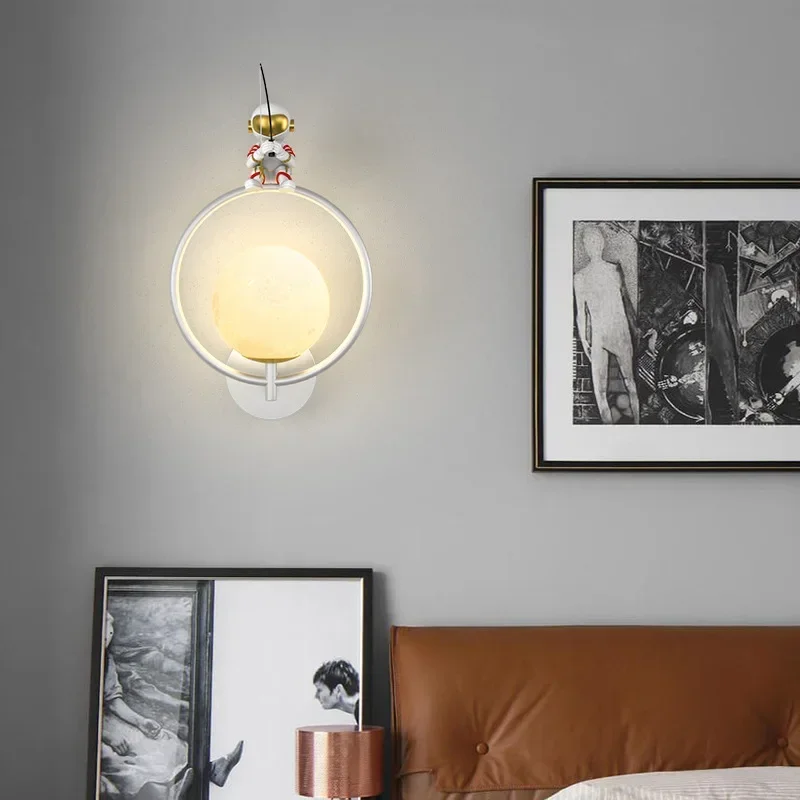 Amazon internet celebrity bedroom bedside lamp creative ins astronaut wall lamp living room sofa background wall decorative ligh