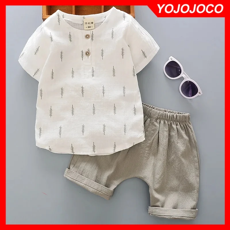 Baby Boy Outfits 0-4 year summer short-sleeved shorts suit boys and girls cotton linen printed casual clothing 2-piece set baby boy outfits baby outfits boys shorts set