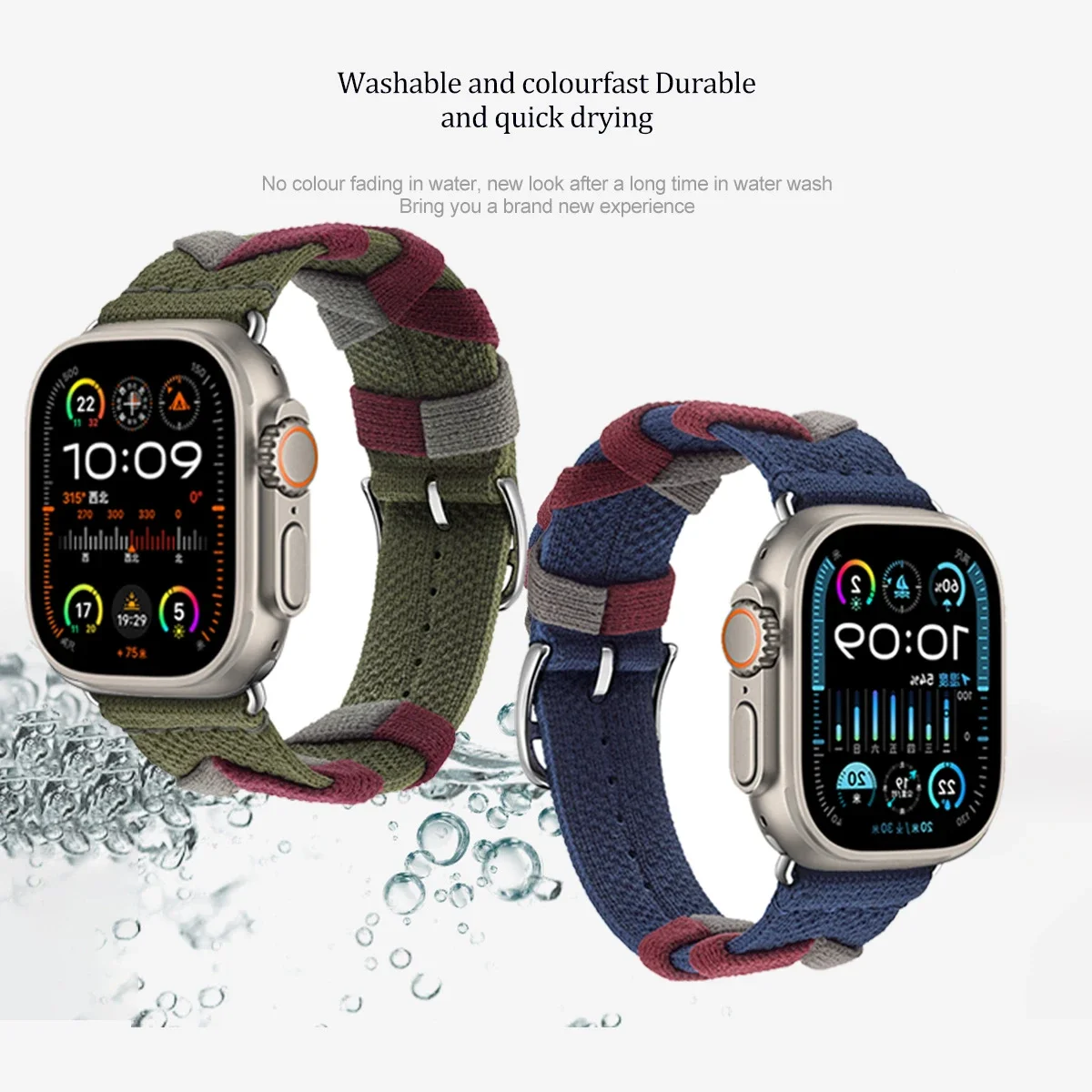 Nylon Strap for Apple Watch Ultra 2 49mm 9 7 8 45mm 41mm Logo Bridon Single Tour Bracelet for IWatch SE 6 44mm 42mm 3 38mm 40mm