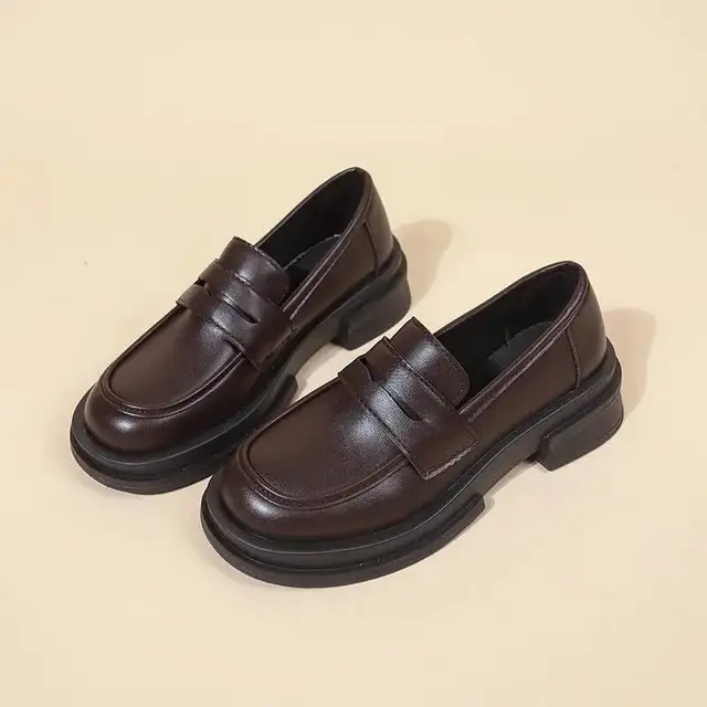 2025 Summer Japanese Style Women's Black Leather Loafers British Retro Thick Soled Perfect For JK Uniform 2