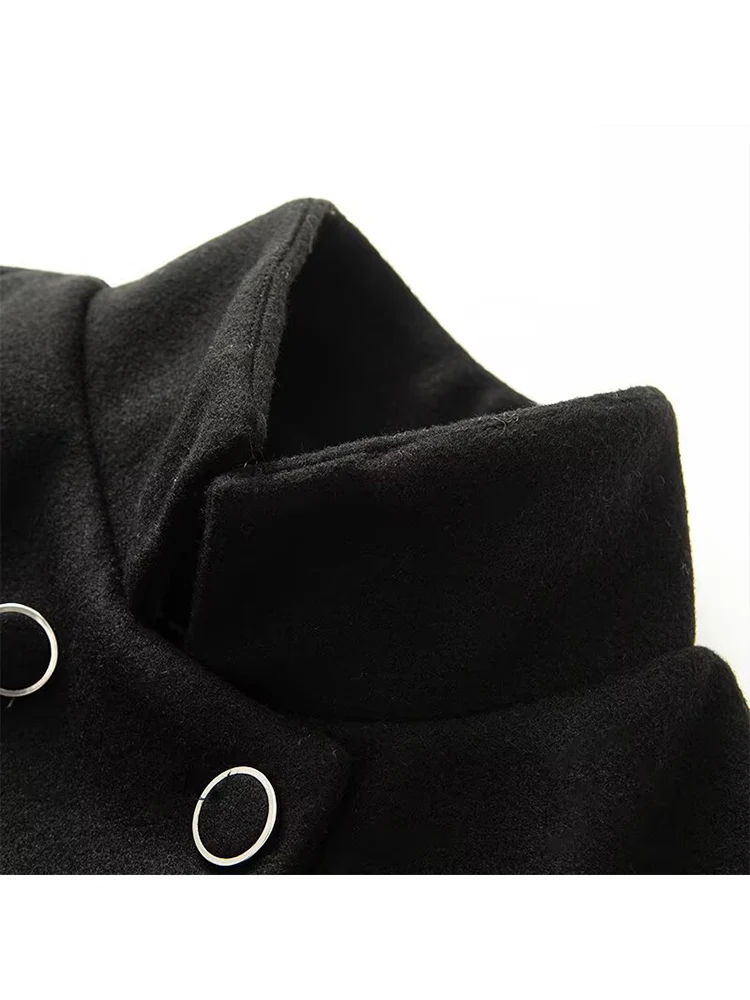 Winter Short Woolen Jackets For Women 2025 New Fashion Notched Collar Double Breasted Loose Batwing Sleeve Coats Female