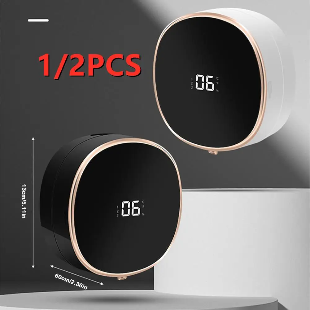 

1/2X W&B Wall Mounted Automatic Soap Dispenser LED Temperature Display USB Rechargeable Touchless Infrared Sensor Foam Machine