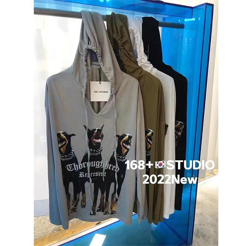 new-2022-fashion-designer-new-style-famous-brand-cartoon-hound-print-casual-loose-t-shirt-summer-hooded-sun-proof-top