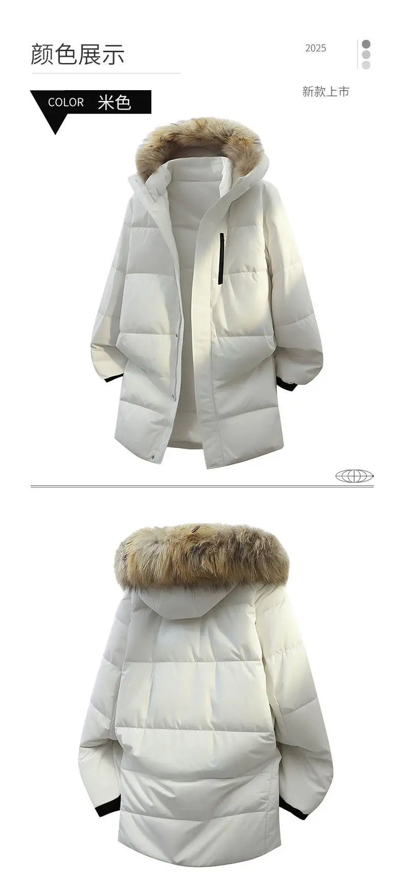 Top Herren Warme Abnehmbare Pelzkragen Mit Kapuze Weiße Ente Daunenjacken Winter Outwear Winddicht Lässige Warme Puffermäntel Langer Parka – Detail 10