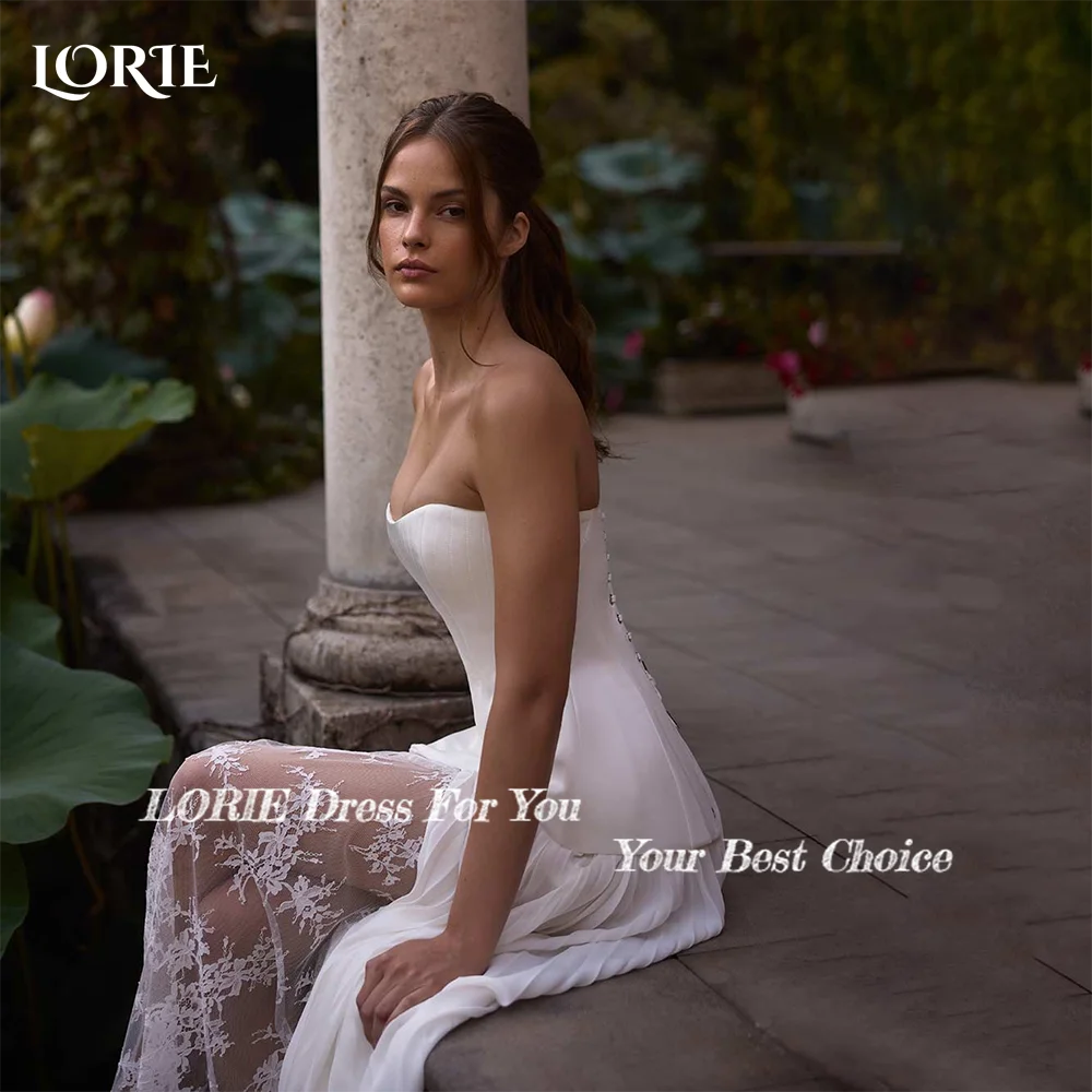 LORIE Lace Wedding Dress Sweetheart Split A-line Bride Gown Long Sleeve Appiques Corset Bride Dress vestidos de novia