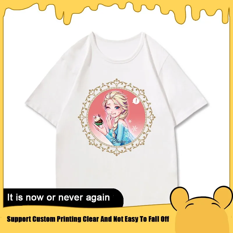 

Frozen Co-branded Short-sleeved T-shirt Women Disney Aisha Anna Anime Peripheral T-shirt Girls Fall Clothes