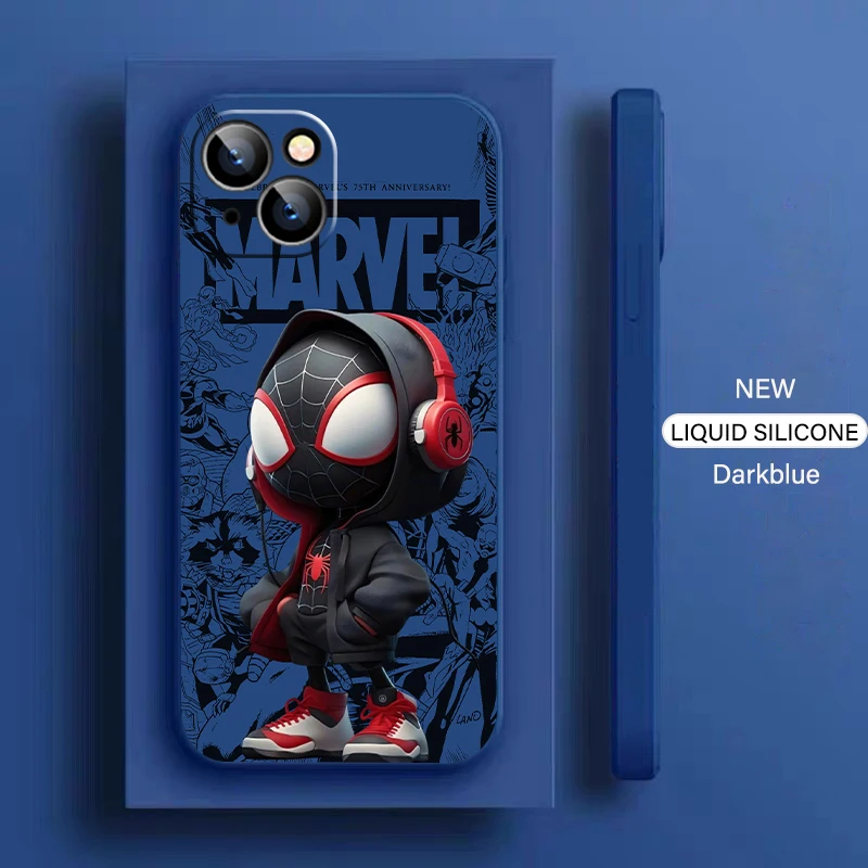 thumbnail image 1 of Marvel Spiderman Comics para iPhone 15 14 13 12 11 Pro Max 13 12 Mini 6 6S 7 8 Plus funda de teléfono cubierta de silicona líquida suave, 1 of 5