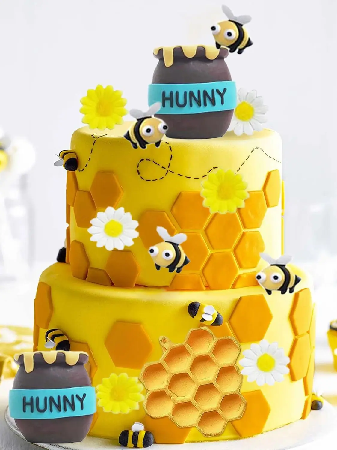 Honigglas-Kuchenaufsatz, Waben-Kuchenaufsatz für Geburtstag, Babyparty, alles Gute zum Geburtstag, Mottoparty-Zubehör für Jungen und Mädchen – Detail 4