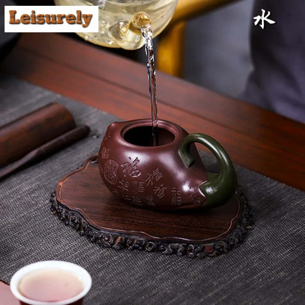 280ml Yixing Authentic Purple Clay Teapot Famous Artists Handmade Eggplant Tea Pot Customized Kettle Chinese Zisha Tea Teaware