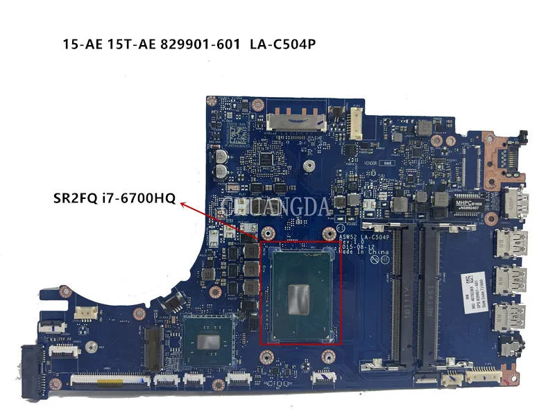 

829901-601 829901-001 ASW52 LA-C504P for HP ENVY 15-AE 15T-AE 15T-AE100 Laptop Motherboard I7-6700HQ CPU