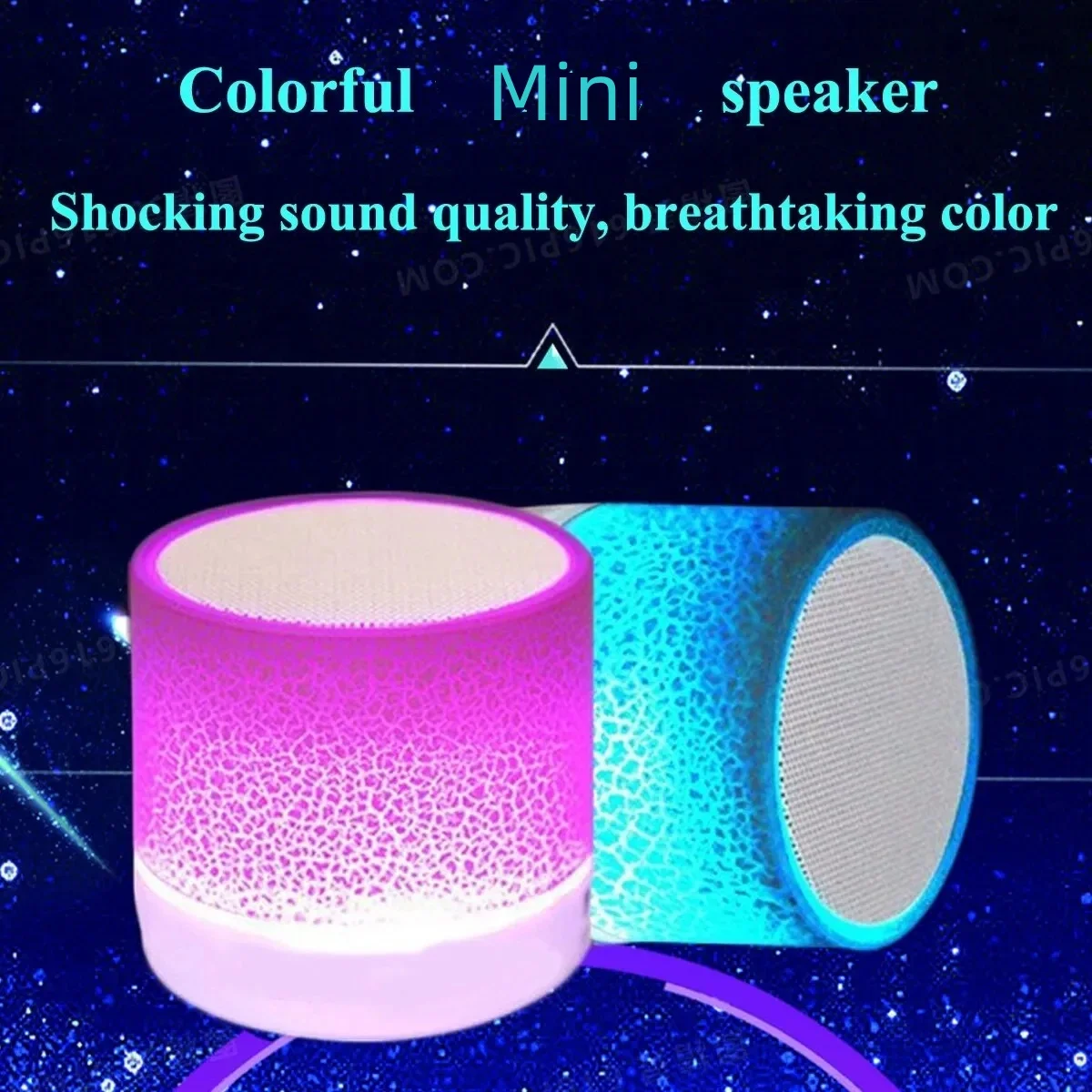 Minialtavoz inalámbrico con micrófono incorporado, manos libres, tarjeta TF, LED colorido, compatible con Bluetooth, Sonido HD 4,1, portátil