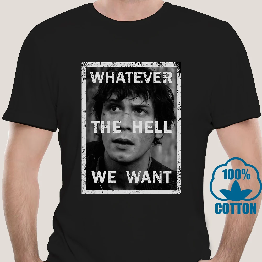3345D Bellamy - The 100 Whatever Hell We Want Мужская черная футболка из 100% хлопка Одежда для