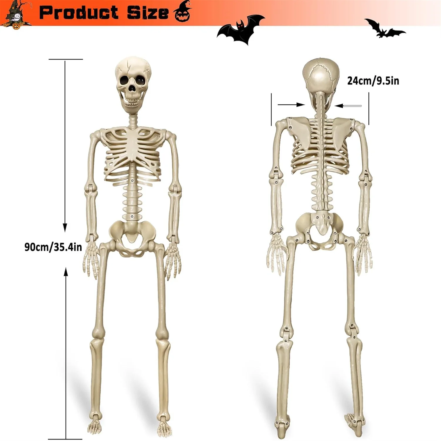 Full-body posable skeleton Halloween decor