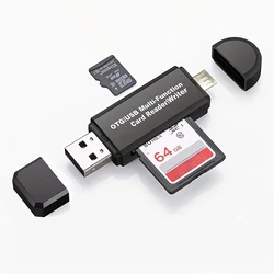 Portable Multi - Function Memory Card Reader & Adapter (Black)