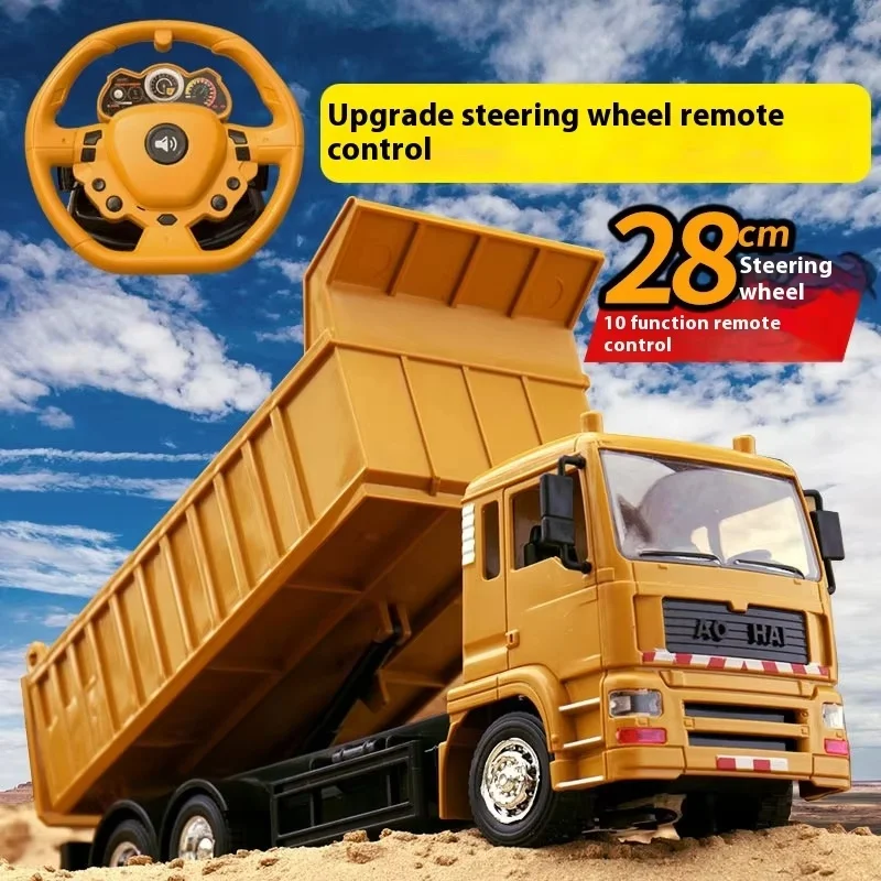 New In Stock Black Remote-Controlled Dump Truc Large Alloy Rc Dump Truck Engineering Truck Boy Outdoor Toy Birthday Gift 4