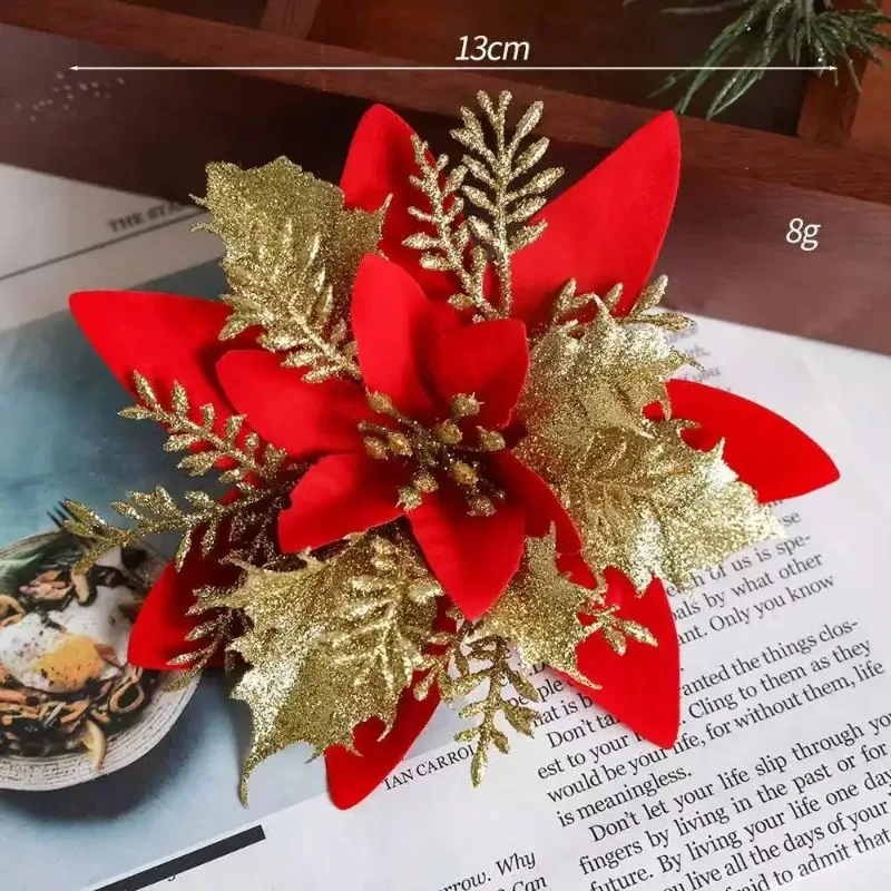 Sparkling Artificial Christmas Flowers - New Year Decoration, Fake Plants, Creative and Interesting, Suitable for Festivals