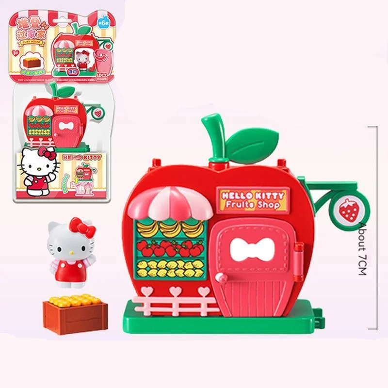 Sanrio New Hello Kitty Kuromi Play House Stackable Street View Splicing Toys Cinnamoroll Play House Ornaments Toys Gift For Kids
