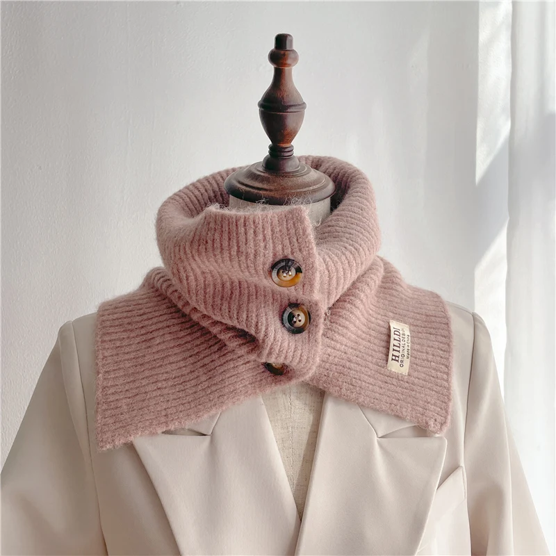 

Fashion Solid Knitted Ring Snood Scarf for Women Winter Warm Neckercheif Korean Style Woolen Yarn Neck Wrap Soft Collar Muffler