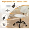 Small Office Desk Chair with Wheels Armless Comfy Computer Chair with Lumbar Support, PU Leather Low Back Adjustable 6