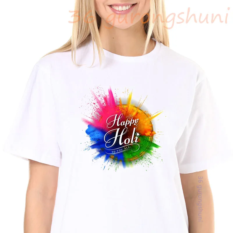 Kids T Shirt For Boys Girl Clothes Happy Holi festival Gift for Indians women T-Shirts mom baby Tops tee Parent-child clothing 4