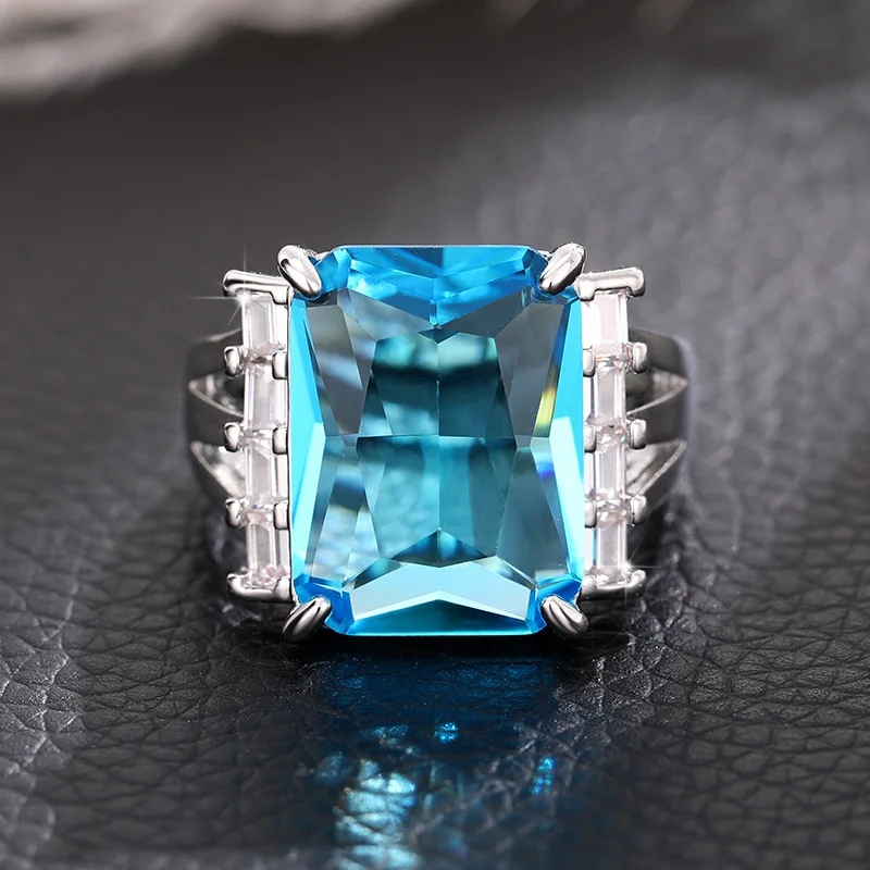 Huitan Hyperbole Cubic Zirconia Rings Luxury Trendy New Wedding Bands Accessories Anniversary Party Jewelry For Women