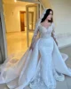 Customized2025Mermaid Wedding Dress Lace Embroidery 2 in 1 Strapless Neckline Full Sleeves Elegant Bride Dress Vestidos De Novia 1