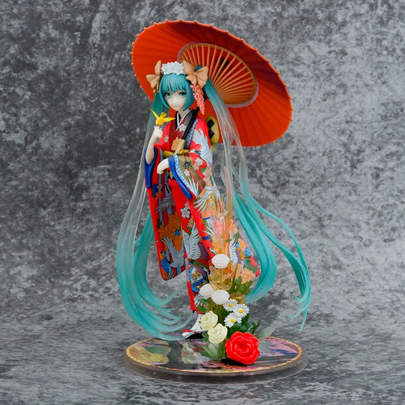 Figura de Anime Hatsune 22cm, kimono de pelo largo, Kawaii, cantante Virtual, estatua de PVC, modelo coleccionable, juguetes niños - AliExpress Mobile